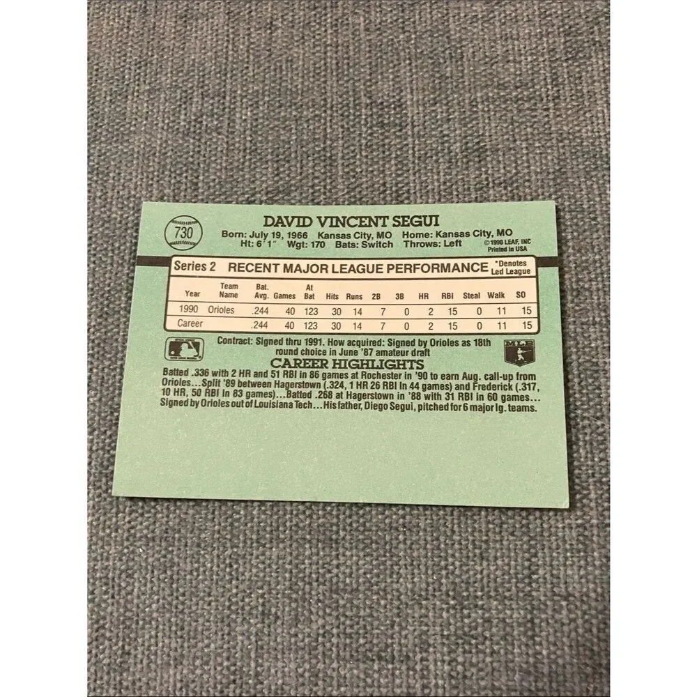 1991 Donruss Baltimore Orioles Baseball Card Trading Card